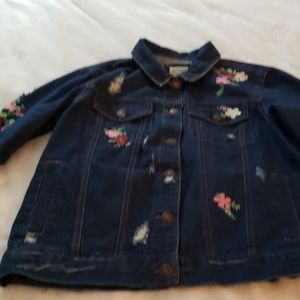 4/$15 3/$10Embellished and distressed denim jacket